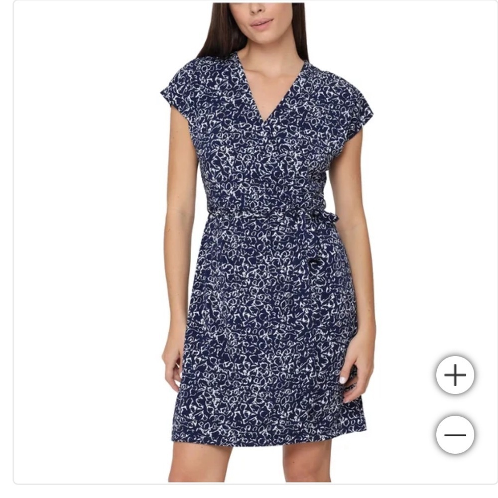 New Nicole Miller Women's Faux Wrap Dress S blue